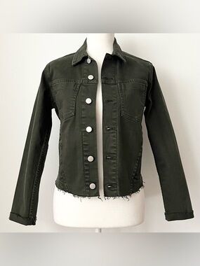 L'Agence Women's Janelle Jacket XS Hunter Green Raw Edge Grunge Boho Hipster